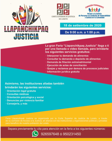 image for Corte de Loreto realizará la Feria Llapanchikpaq Justicia