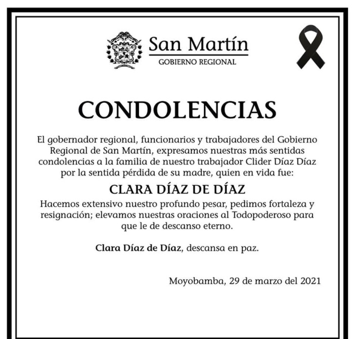 image for Condolencias por la pérdida de la madre de Clider Díaz Díaz 