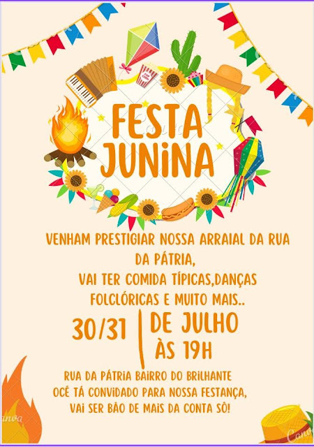 image for Festa Julina dias 30 e 31 de Julho na rua da Pátria