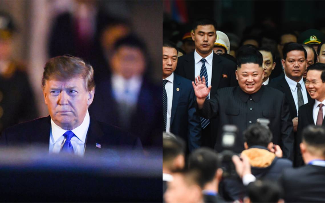 Presidentes  Trump y Kim en foto montaje