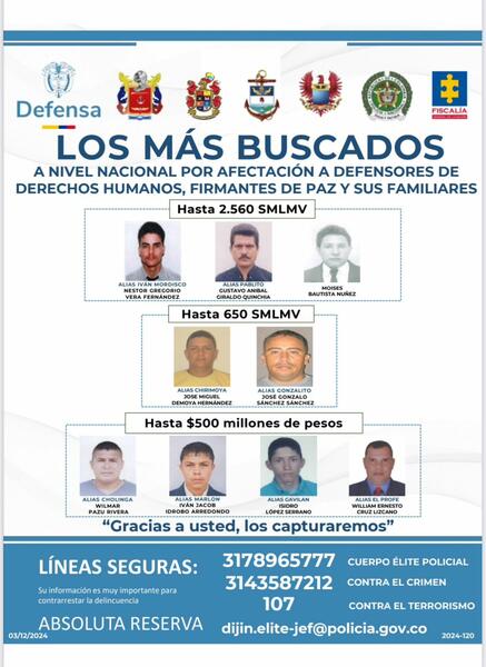 LOS MÁS BUSCADOS EN COLOMBIA